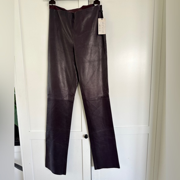 Tom Ford Gucci 1990s leather pants never worn dark purple NWT - Picture 2 of 6